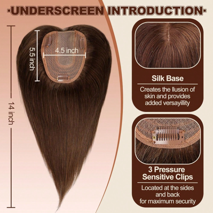 14 Inch- Straight Hair Topper: Brown