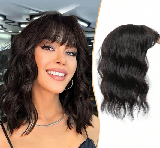 14 Inch- Wavy Hair Topper: Dark Brown