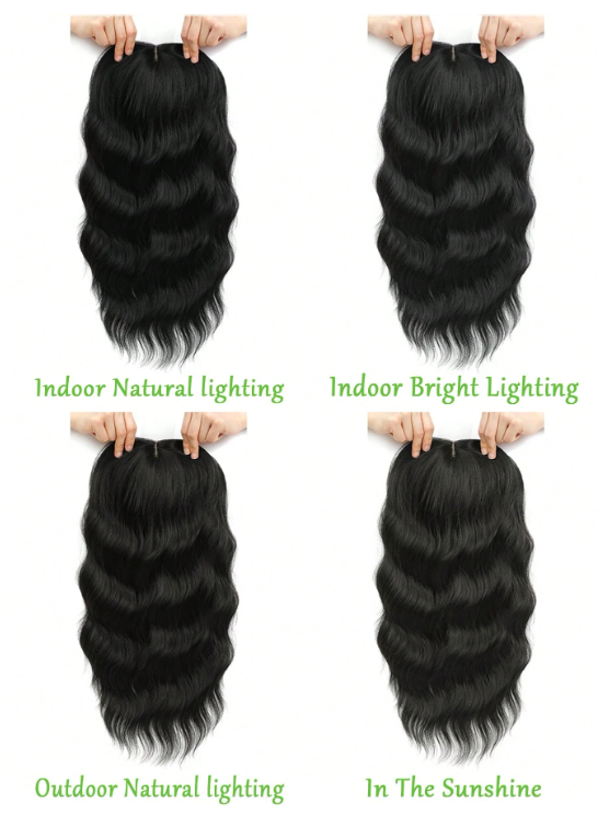 18 Inch- Wavy Hair Topper: Black