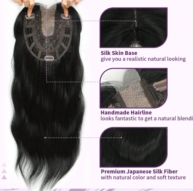 20 Inch- Curly Hair Topper: Black