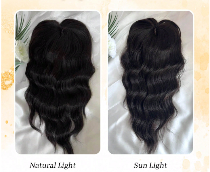 14 Inch- Wavy Hair Topper: Dark Brown