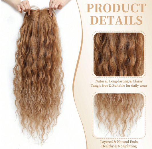 26 Inch-  Curly Hair Topper: Ginger Strawberry Blonde