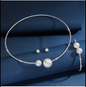 Simple Elegant Pearl Jewelry Set Shiny Alloy Rhinestone Pearl Choker Set