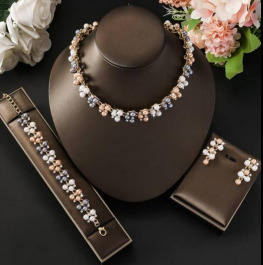 Zircon Pearl Beaded Bridal Wedding Jewelry Sets