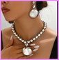Women's Round Shape Jewelry Set Gold Plated Beading Necklace Earrings Jewelry Sets