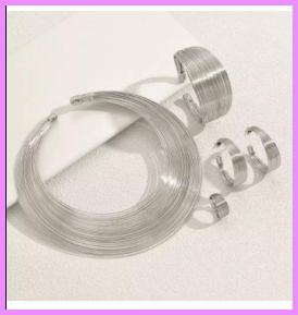 Big Gold Metal Jewelry Set for Women New Gold Plated Choker Hoop Earrings Bangle Set for Party