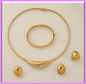18K Gold Plated Geometric Irregular Bracelet Earrings Ring Necklace Stainless Steel Set