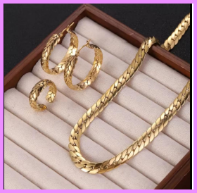 Women Fashionable Jewelry Minimally Woven Necklace Wheat Ear Earrings Ring Set