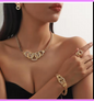 Women Fashionable Rhinestone Cross Ring Necklace Earrings Bracelet Jewelry Set