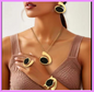 Women Trendy Irregular Earring Collar Bracelet Set Gold Plated