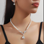 Pearl Necklace and Earring Women Jewelry Set