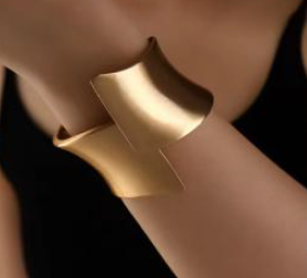 Wrought Asymmetrical Wide Edge Bracelet Bangle