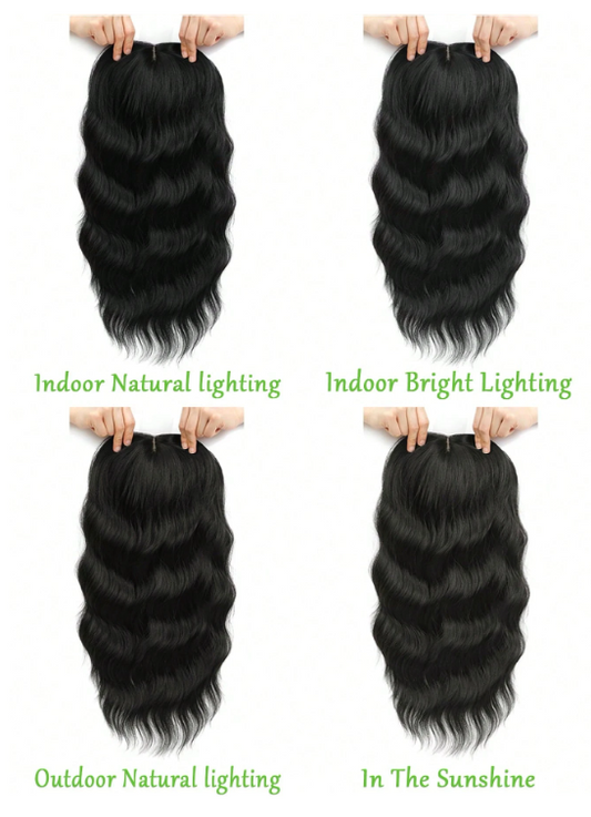 18 Inch- Wavy Hair Topper: Black