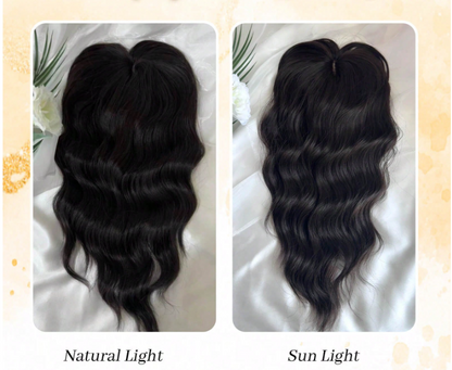 14 Inch- Wavy Hair Topper: Dark Brown