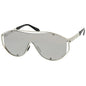 Unisex Futuristic Metal Frame Inner Rimless Mono Lens Sunglasses in Silver or Gold
